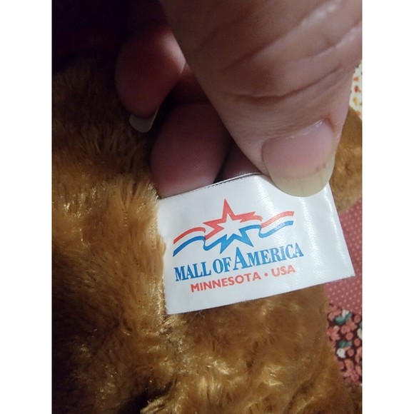 1997 Mall Of America Brown Teddy Bear with Red Bow, 12 Inches Long - Picture 5 of 6